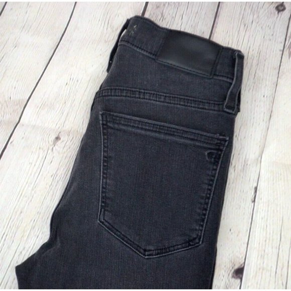 MADEWELL Women's‎ 9" Mid Rise Skinny Jeans SIZE 24 Black Wash Raw Hem - Picture 1 of 9
